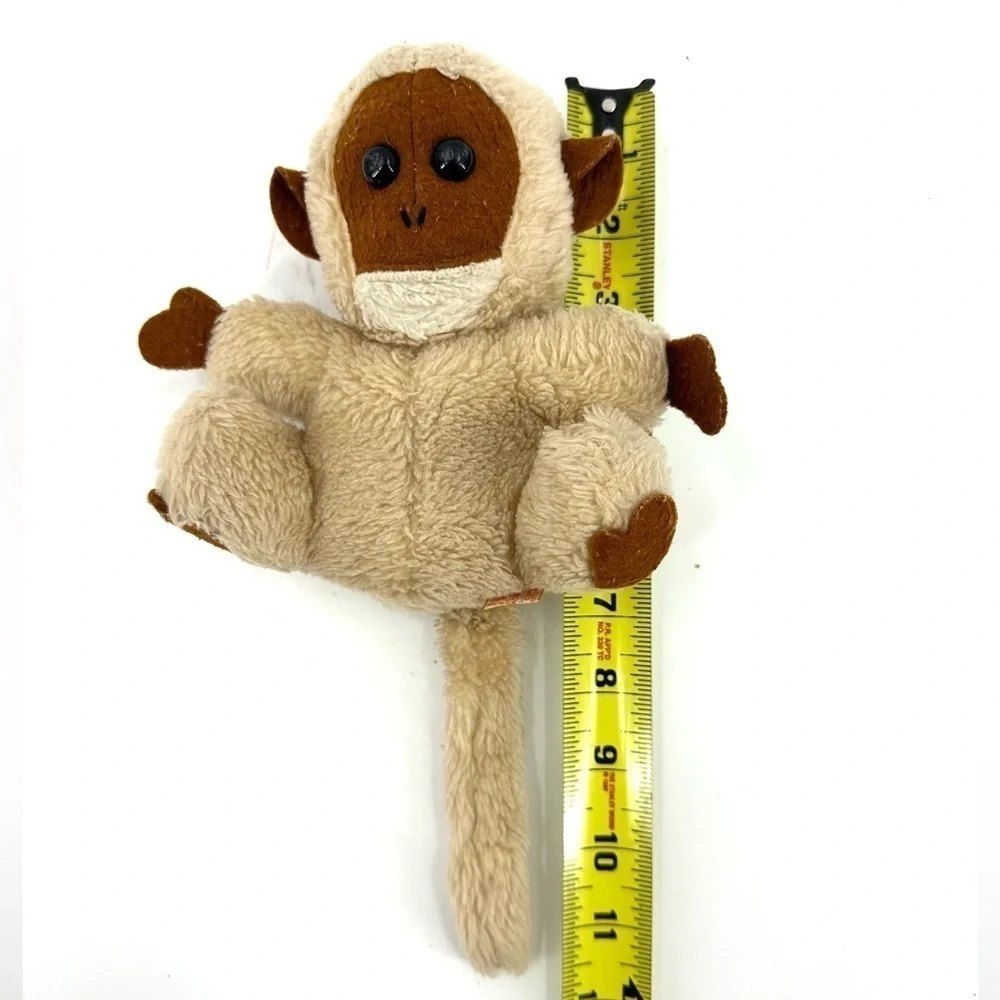 Vintage Dakin 1976 Monkey Plush Stuffed Animal Tan Brown Long Tail Ape Gorilla